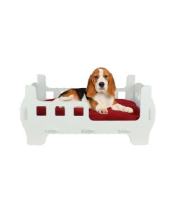Büyük Köpek Yatağı Dekoratif Ahşap Dayanıklı Beyaz Renk Beşik Karyola Model